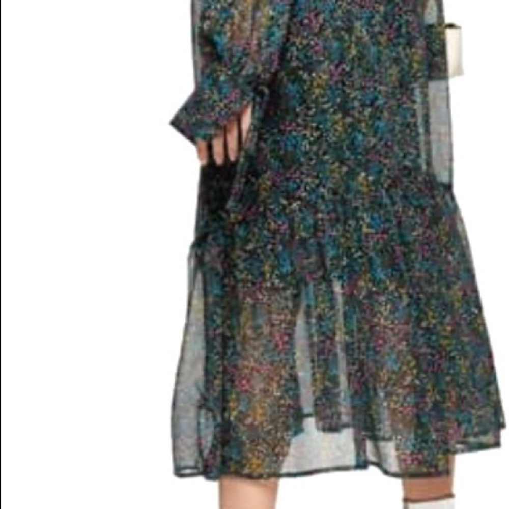 Topshop ditsy floral chiffon midi dress in multi - Picture 4 of 16